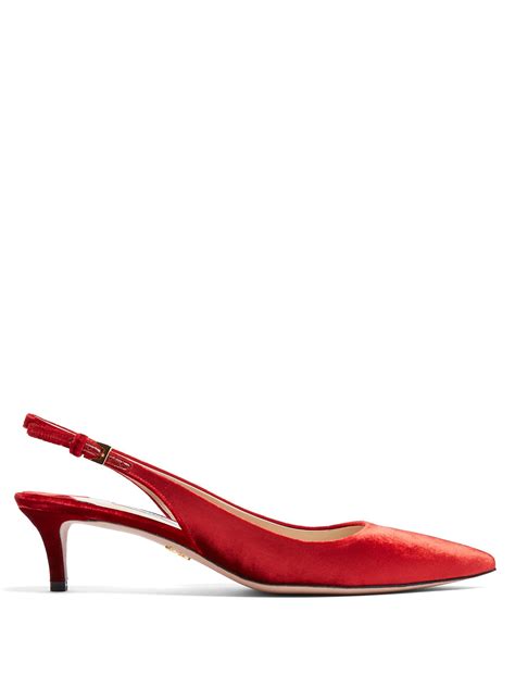 red prada heels|prada slingback kitten heel pumps.